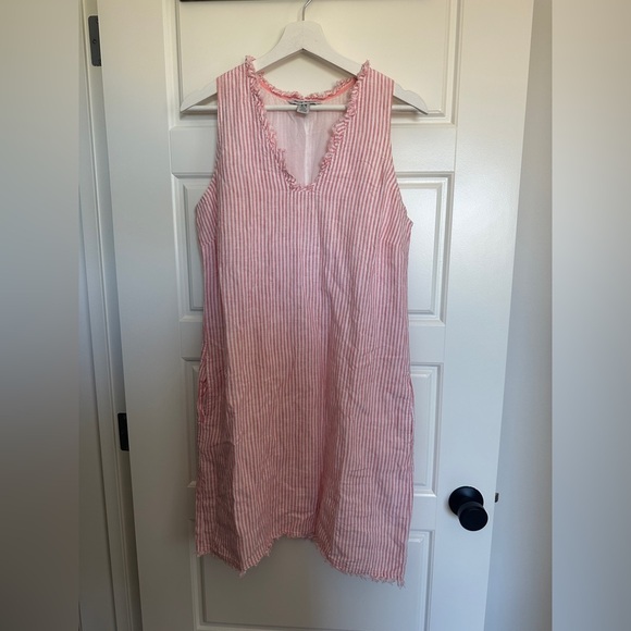 Tommy Bahama 100% Linen Pink Frayed Edge Dress - Picture 4 of 5